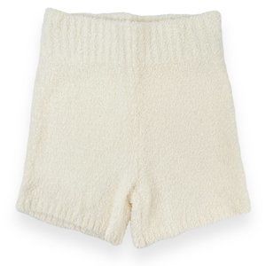 NWOT SKIMS Cream White Cozy Knit Fuzzy High Rise Casual Lounge Shorts sz S/M